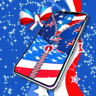 USA flag zipper lock screen android App screenshot 0