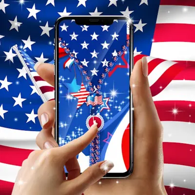 USA flag zipper lock screen android App screenshot 1