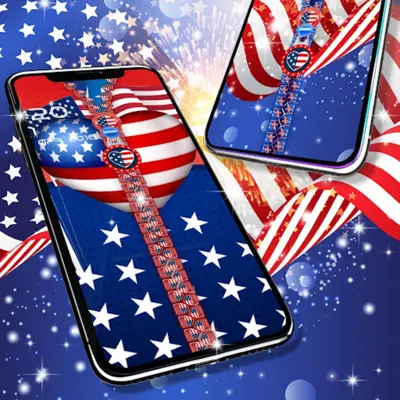 USA flag zipper lock screen android App screenshot 2