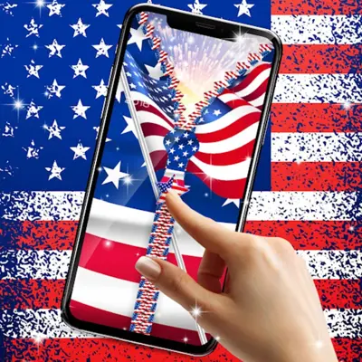 USA flag zipper lock screen android App screenshot 3