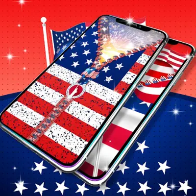 USA flag zipper lock screen android App screenshot 4