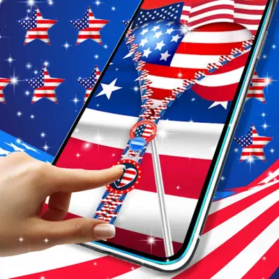 USA flag zipper lock screen android App screenshot 5